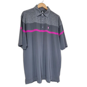 FootJoy Men's Pink & Grey Polo Shirt - XL